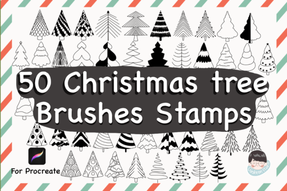Download 50 Christmas Tree Procreate Brush Stamps - Stamps Collection