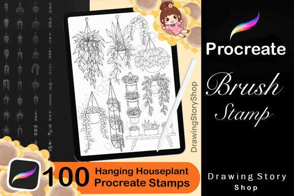 Download 100 Procreate Hanging Houseplant Stamps - Stamps Collection