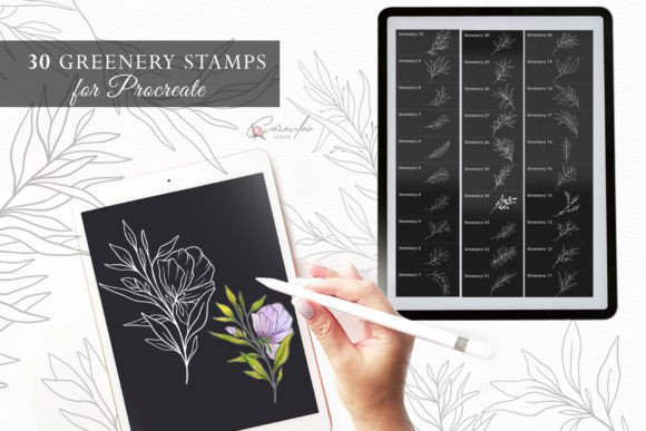 Download Greenery Procreate Stamps Brushset - Stamps Collection