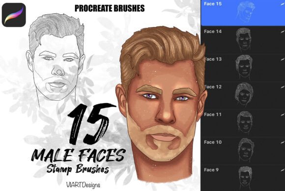 Download Male Faces Stamps for Procreate - Stamps Collection