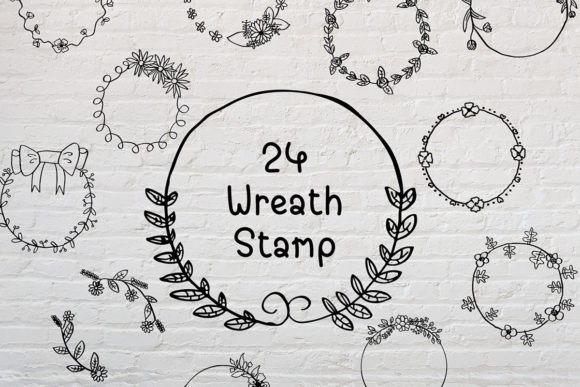 Download 24 Wreath Flower Stamp Procreate Stamps - Stamps Collection