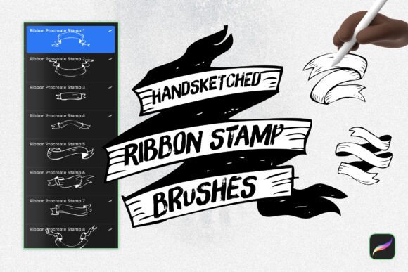 Download Handsketched Ribbon Procreate Stamps - Stamps Collection