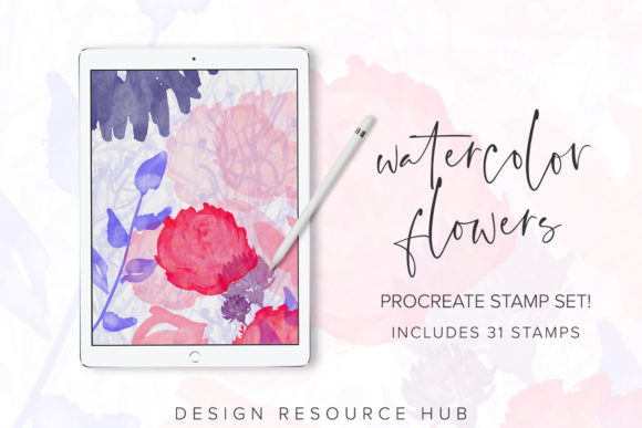 Download Watercolor Flowers Procreate Stamps - Stamps Collection
