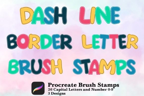 Download Dash Line Border Letter Brush Stamps - Stamps Collection