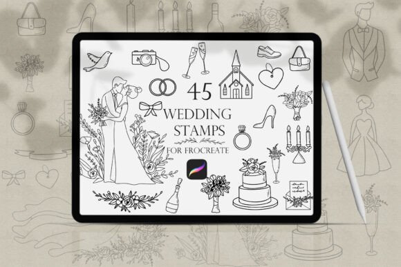 Download Wedding Procreate Stamps - Stamps Collection