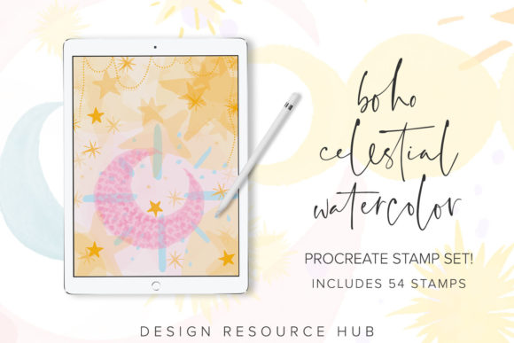 Download Boho Sky Watercolor Procreate Stamps - Stamps Collection
