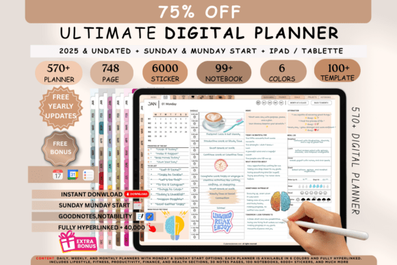 Download Digital Planner 2025-2026-2027 &amp; Undated - Digital Collection
