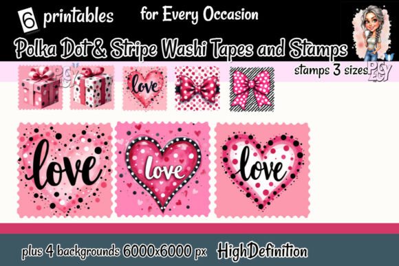 Download Polka Dot &amp; Stripe Washi Tape and Stamps - Stamps Collection