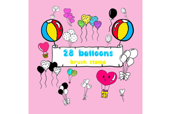 Download 28 Balloon Doodle Procreate Stamps | Doo - Stamps Collection