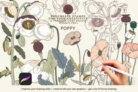 Download Poppy Stamps, Procreate Brushes - Stamps Collection