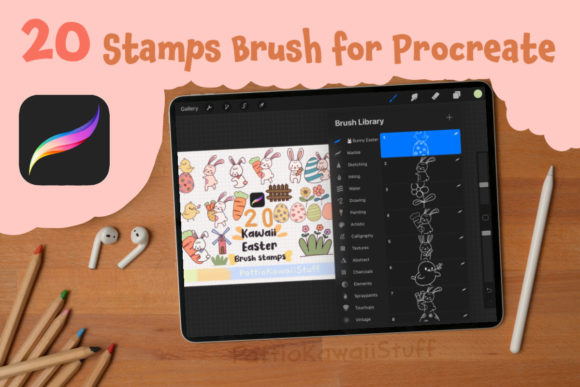 Download Procreate Brush Stamps Cute Bunny Easter - Stamps Collection