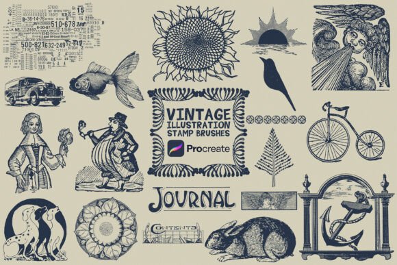 Download Free Procreate Vintage Stamps Brush Set - Stamps Collection