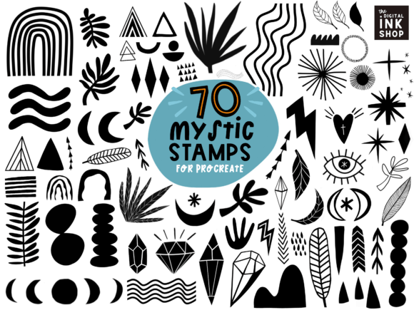 Download 70 Mystic Boho Themed Procreate Stamps - Stamps Collection