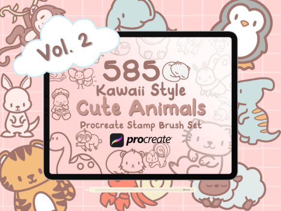 Download 585+ Kawaii Animals Procreate Stamps - Stamps Collection