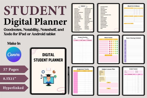 Download Digital Student Planner Canva Templates - Digital Collection