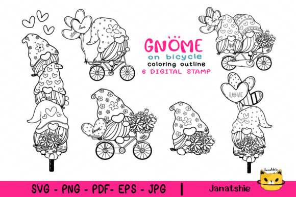 Download Digital Stamp Outline Gnome Valentine - Digital Collection
