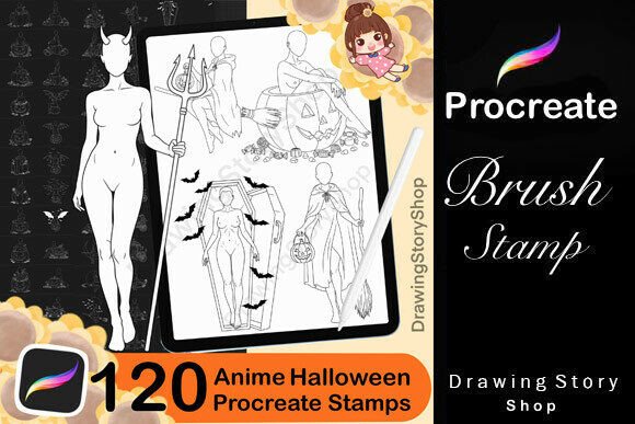 Download 120 Procreate Halloween Anime Stamps - Stamps Collection
